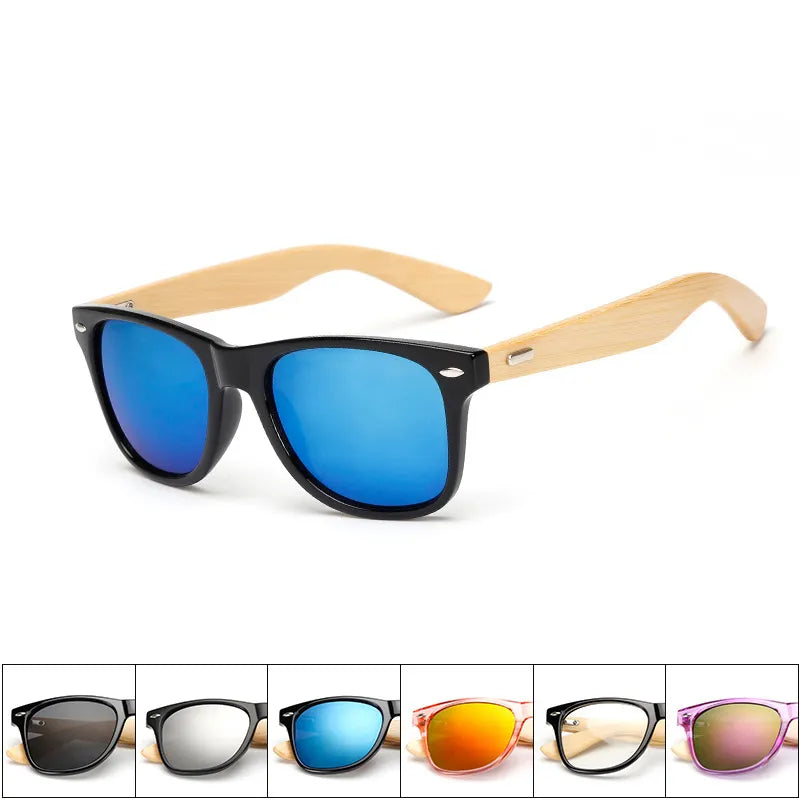 Neue Bambus-Sonnenbrille weibliche Holz-Sonnenbrille Markendesigner Spiegel Original-Sonnenbrille Gafas de Sol de