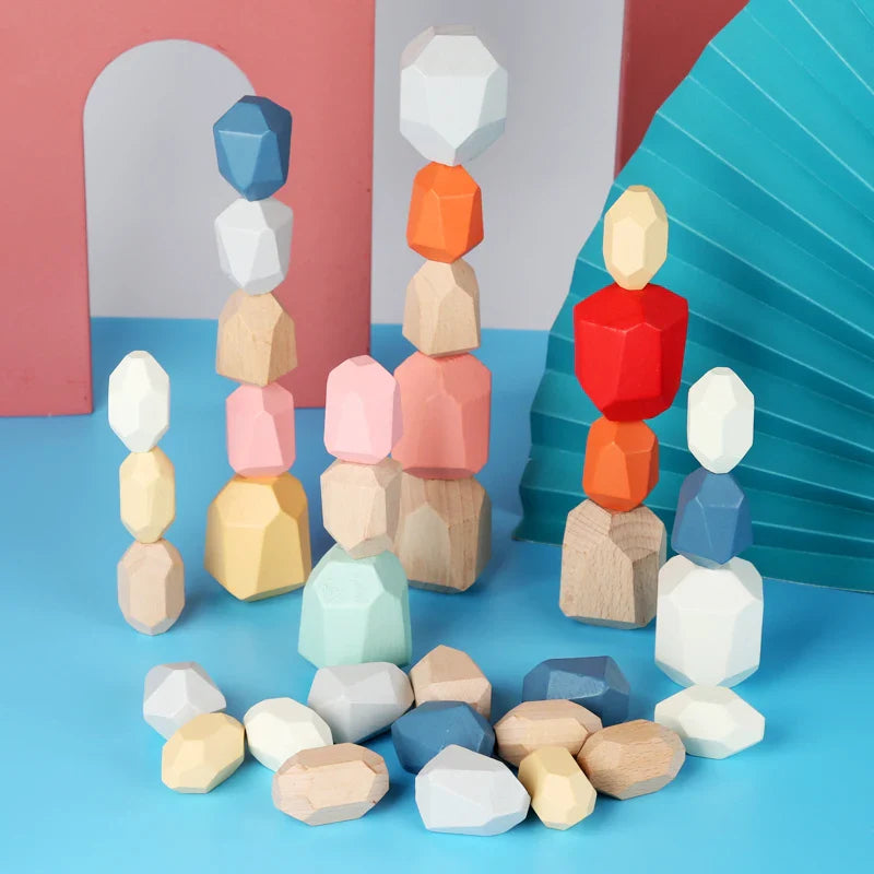 Montessori Building Rocks Blocks Game for Kids