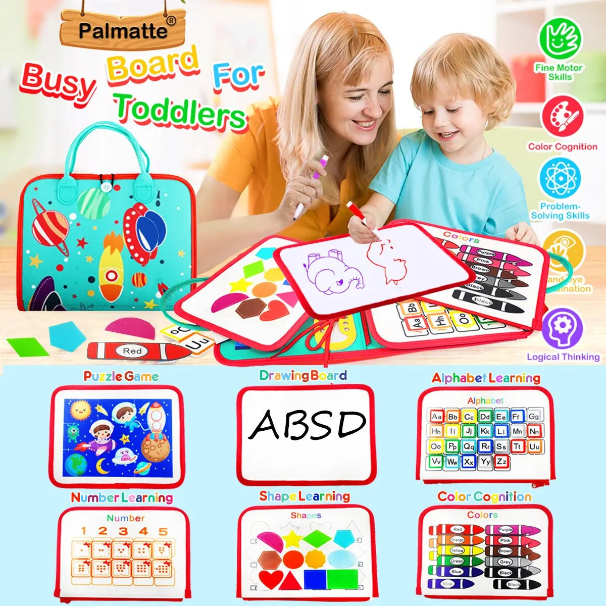 Montessori Board for Toddlers Sensory - Preschool Learning Educational