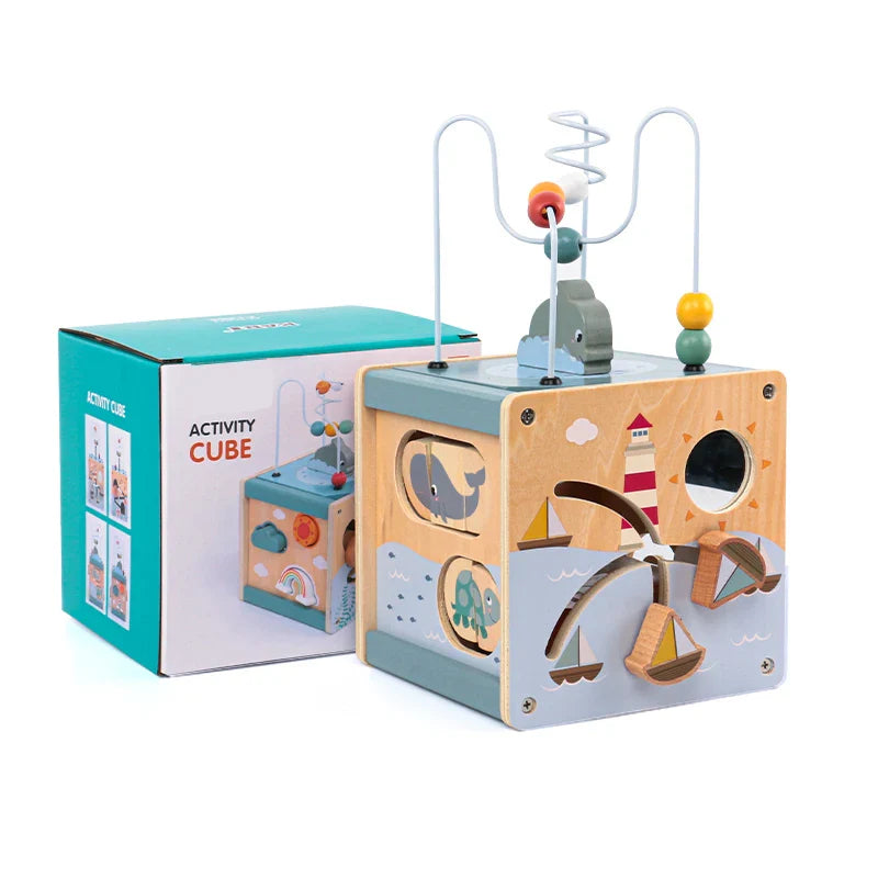 Montessori Educational Wooden Activity Cube 5in1 for Baby 6-12 Months