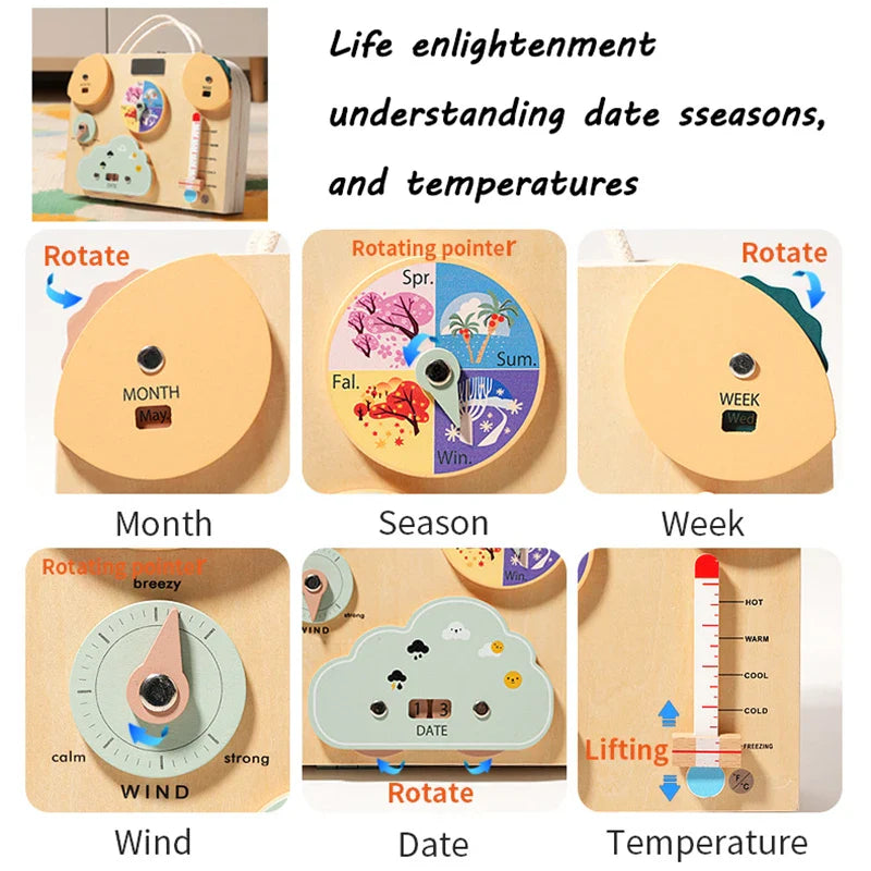 Montessori Sensory Toys Foldable & Portable with LED Light Switch & Activity Board