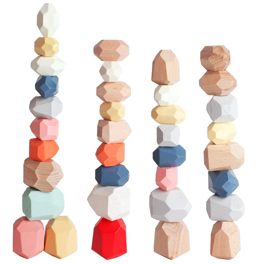 Montessori Building Rocks Blocks Game for Kids