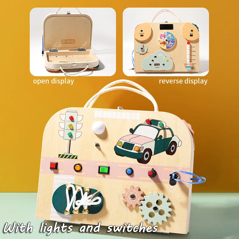 Montessori Sensory Toys Foldable & Portable with LED Light Switch & Activity Board