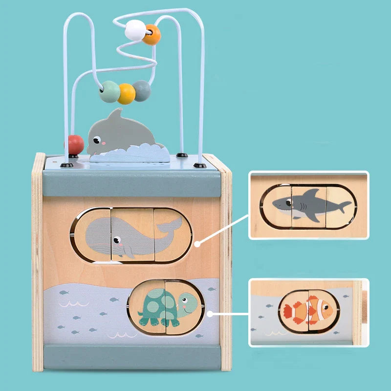 Montessori Educational Wooden Activity Cube 5in1 for Baby 6-12 Months