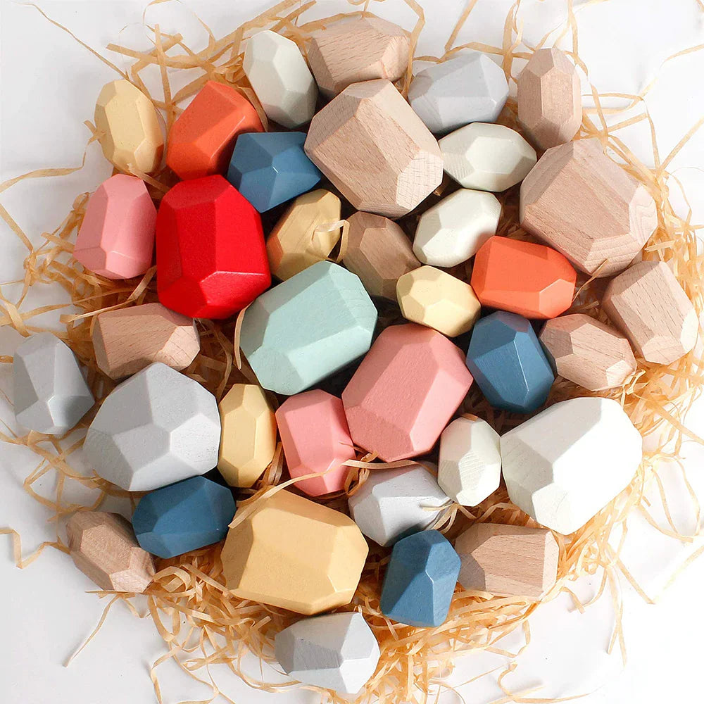 Montessori Building Rocks Blocks Game for Kids