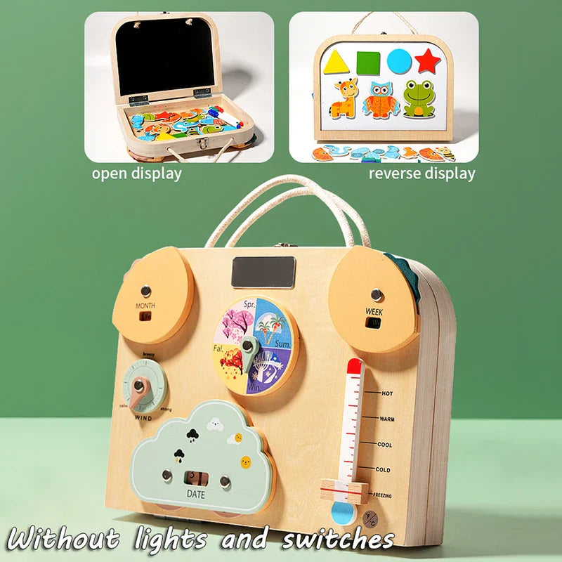 Montessori Sensory Toys Foldable & Portable with LED Light Switch & Activity Board