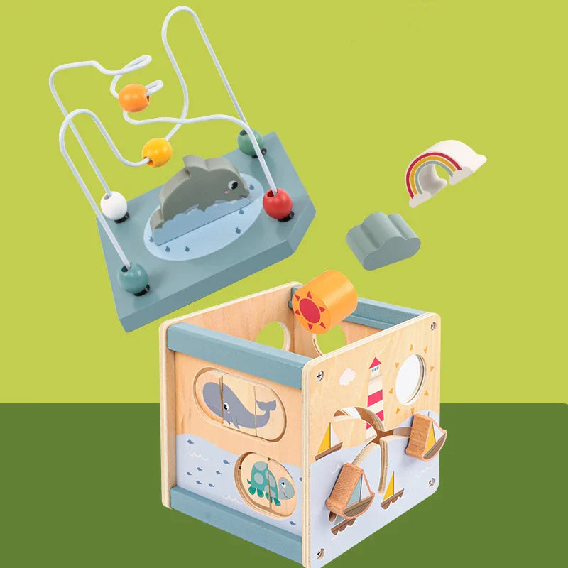 Montessori Educational Wooden Activity Cube 5in1 for Baby 6-12 Months