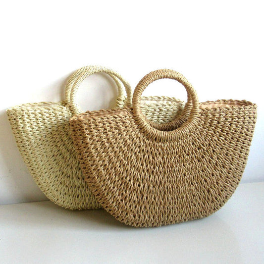 Straw Woven Paper Rope Round Summer Bag