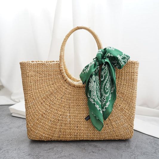 Square fashion straw handbag