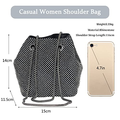 Borsa Sera Donna Con Strass - Pochette Elegante Argento Con Catena Per Eventi E Cerimonie