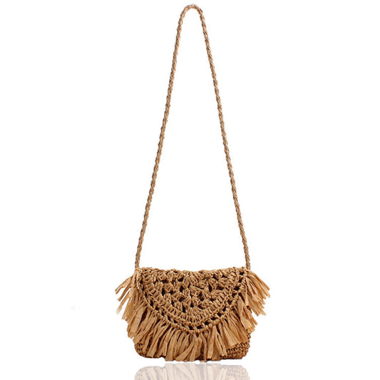 Women's Straw Bag with Tassel