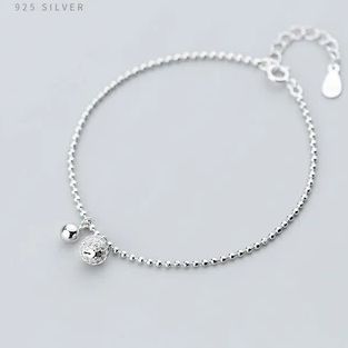 Silver Beads Chain Bracelet 925 Sterling Silver Dazzling Clear CZ Chain for Women