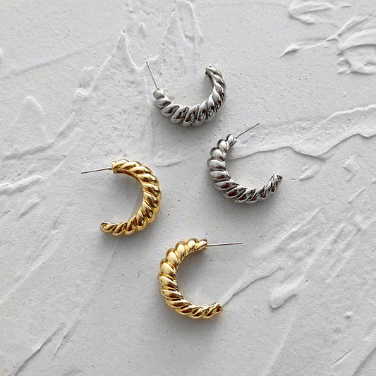 Twisted Twist Half Circle C-shaped Earrings