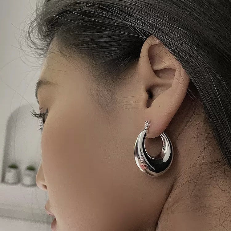 Simple Style U Shape  Earrings for Women Stainless Steel & Silver