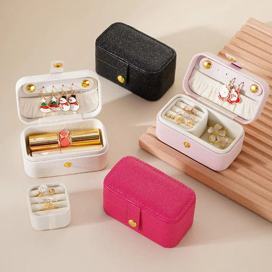 Mini Portable Jewelry Box for Travel PU Leather