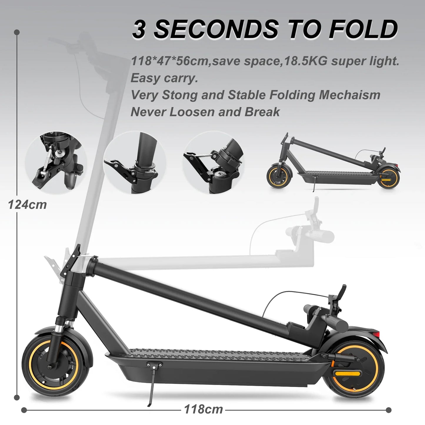 Electric Scooter ESMAX 1000W, 42V - 14.5AH Battery, 10 Inch wheels, Shock Absorption & 35 Km/H Speed