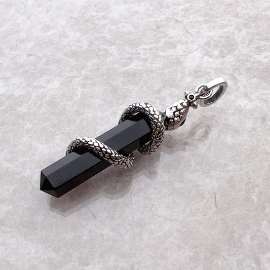 Pendant Snake with Blackened Onyx New Jewelry 925 Sterling Silver Accessories Vintage Gift For Men Women