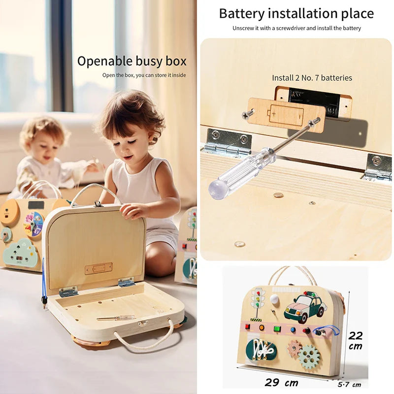 Montessori Sensory Toys Foldable & Portable with LED Light Switch & Activity Board