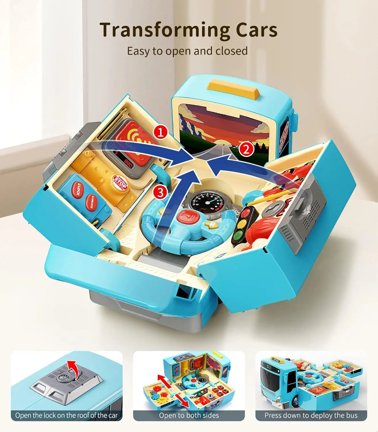 Montessori Simulation Driving Bus Toy with Sound and Light