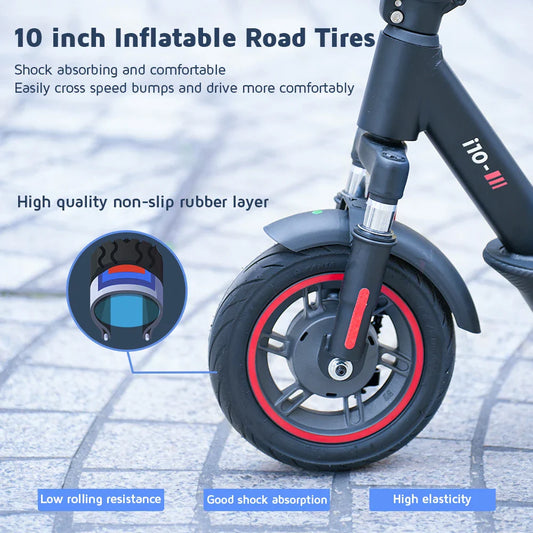 Electric Scooter i10 650W, Battery 15Ah, Max Speed 45km, Range 40KM/H, Wheels 10inch, Foldable & Portable with Smart APP