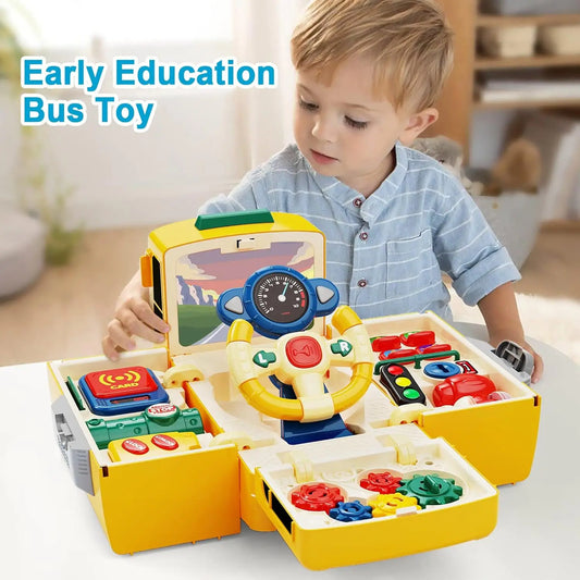 Montessori Simulation Driving Bus Toy with Sound and Light