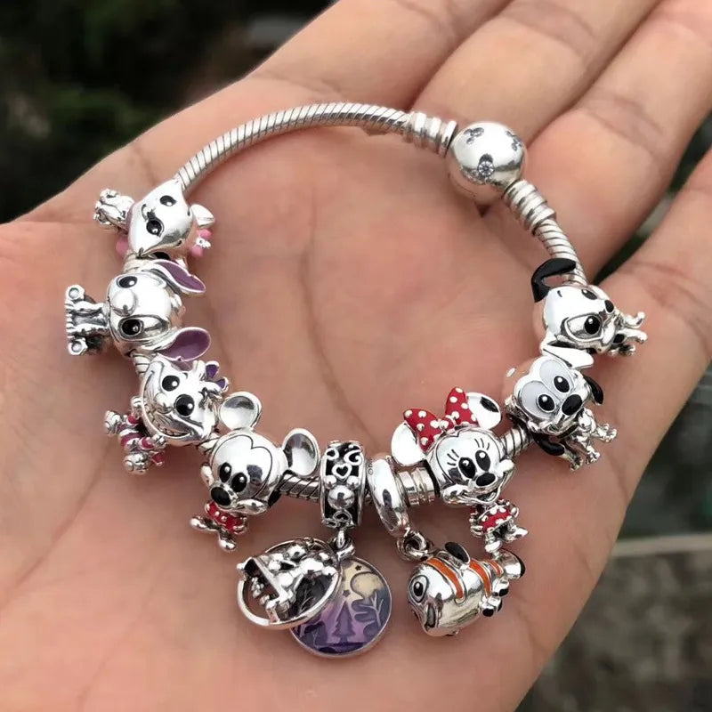 Disney Charm 925 Silver Little Marmaid, King Lion, Aladdin, Winnie & other Characters Fits for Pandora Bracelet