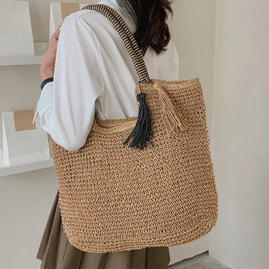 Straw Weave Tassel Tote Summer Beach Bags