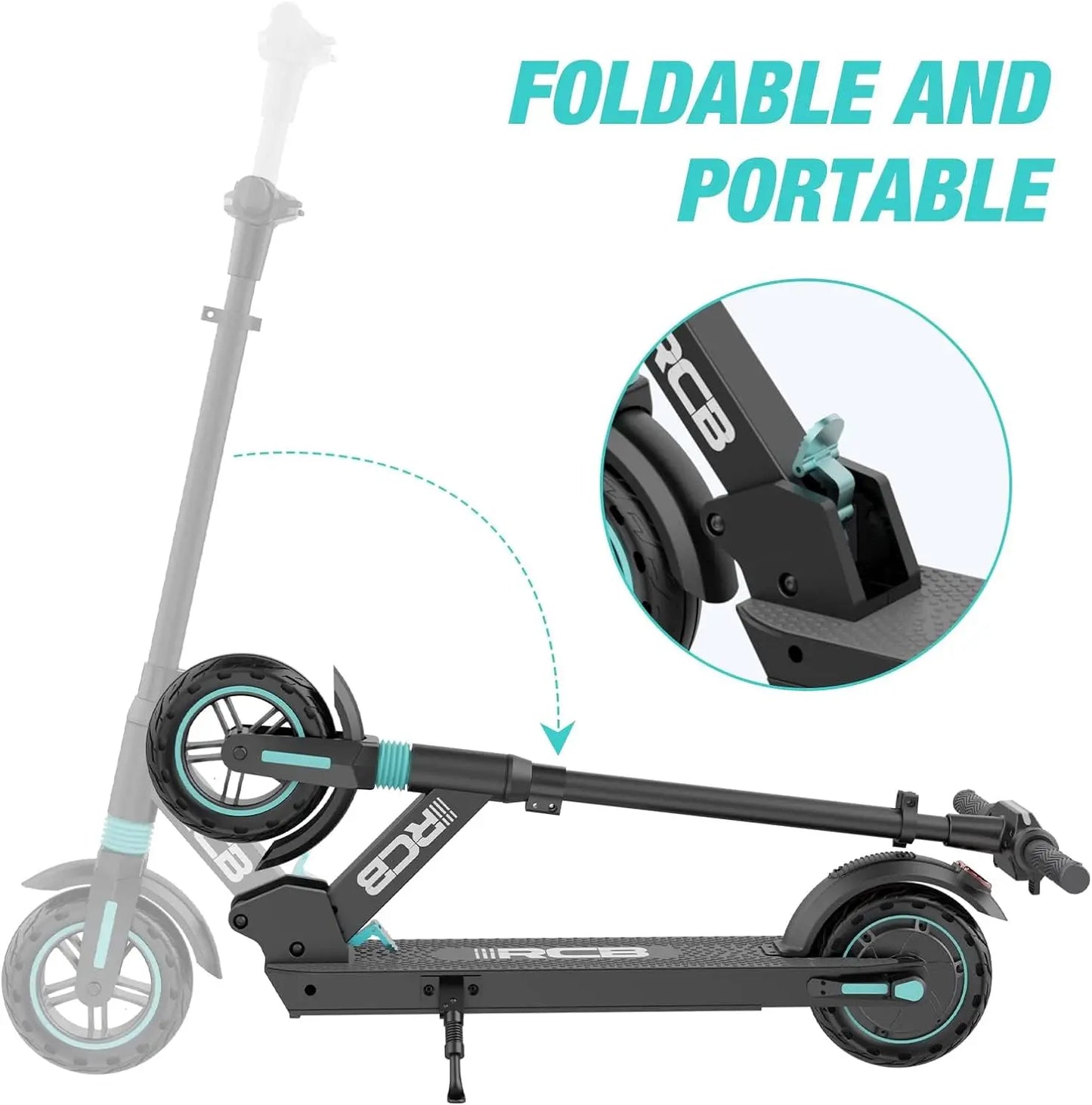 RCB Electric Scooter, Ultra Portable with APP, Cruise Control, 3 Speed Mode, LCD Display, Innovative Folding Me