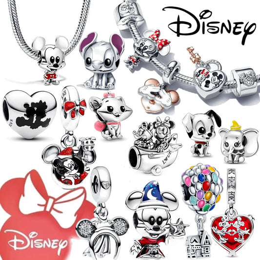 Disney Charm 925 Argento Piccola Sirenetta, Re Leone, Aladdin, Winnie e altri Personaggi Adatto per Bracciale Pandora