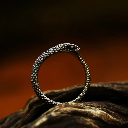 Stainless Steel Round Gothic Snake Ring