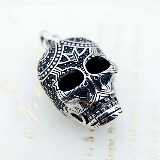 Pendant Skull Maori Fashion Ethnic Punk Jewelry Europe 925 Sterling Silver Gift For Woman & Men