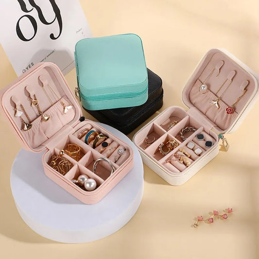 Mini Portable Jewelry Storage Box PU Leather