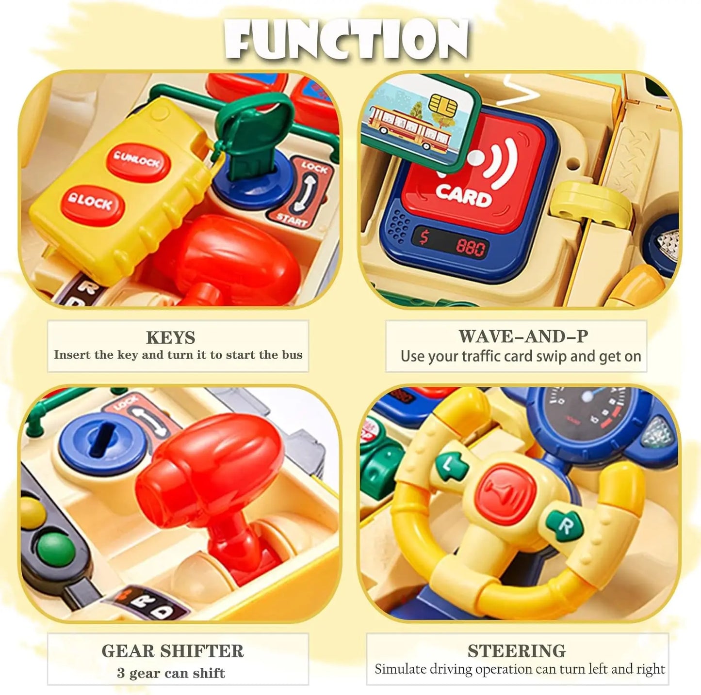 Montessori Simulation Driving Bus Toy with Sound and Light